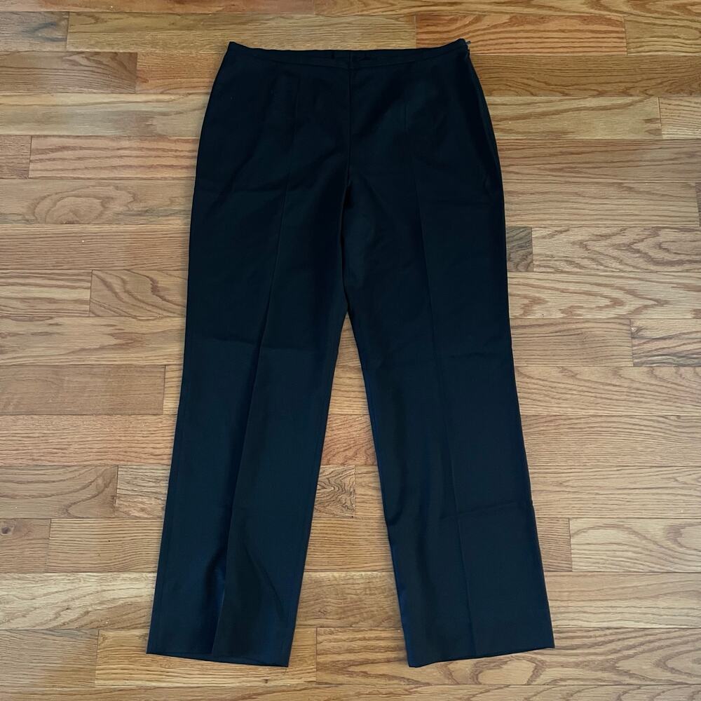 Escada 100% New Wool Trousers Womens GR 44 US 14 Black Lightweight Side Zip Pant
